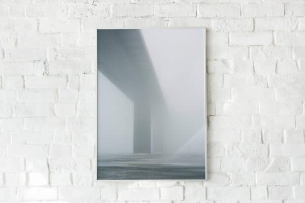 Gray picture, bridge, fog, wall